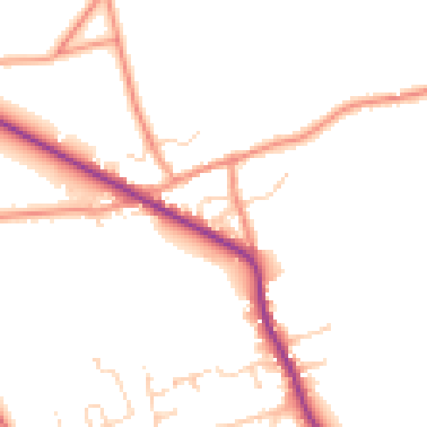 Daytime road noise heatmap for DE55 6BX