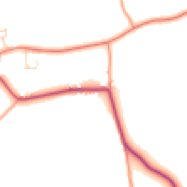 Daytime road noise heatmap for DE55 6DJ
