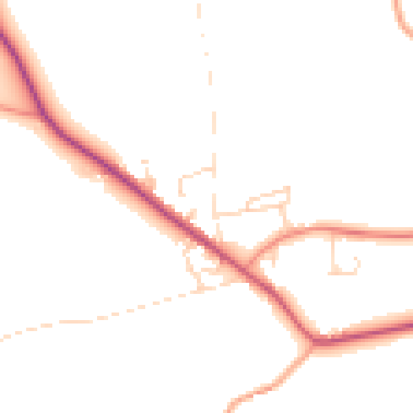 Daytime road noise heatmap for DE55 6DW