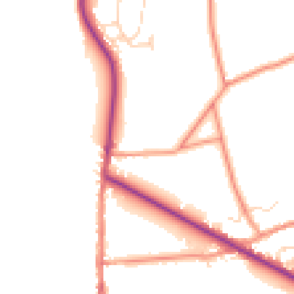 Daytime road noise heatmap for DE55 6EG
