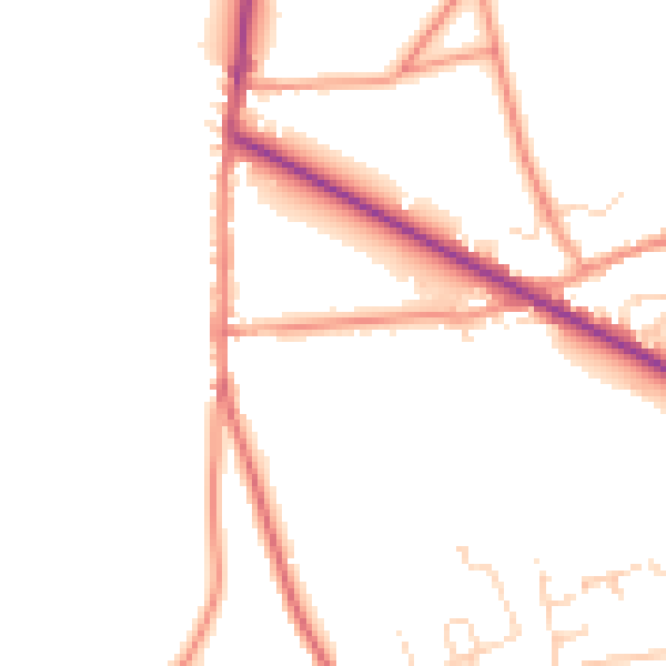 Daytime road noise heatmap for DE55 6EJ