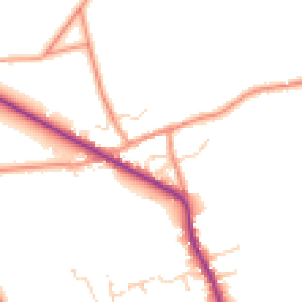 Daytime road noise heatmap for DE55 6EY