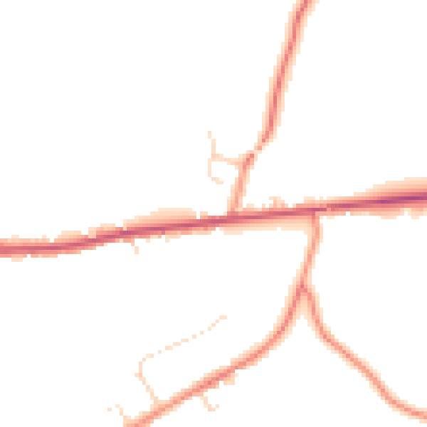Daytime road noise heatmap for DE55 6HN