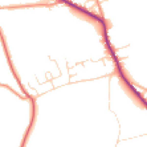 Daytime road noise heatmap for DE55 6LU