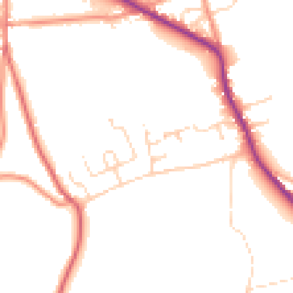 Daytime road noise heatmap for DE55 6LX