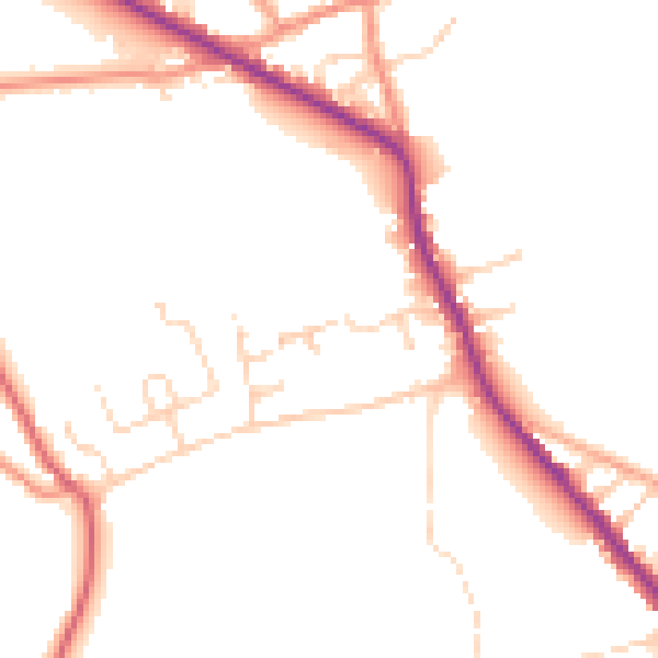 Daytime road noise heatmap for DE55 6NA