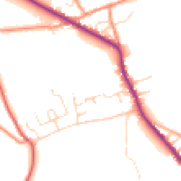 Daytime road noise heatmap for DE55 6ND