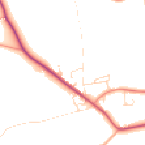 Daytime road noise heatmap for DE55 6NF