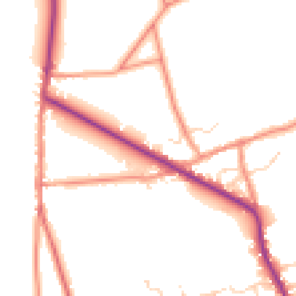 Daytime road noise heatmap for DE55 6NG