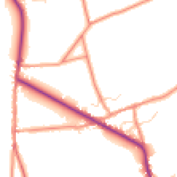Daytime road noise heatmap for DE55 6NU