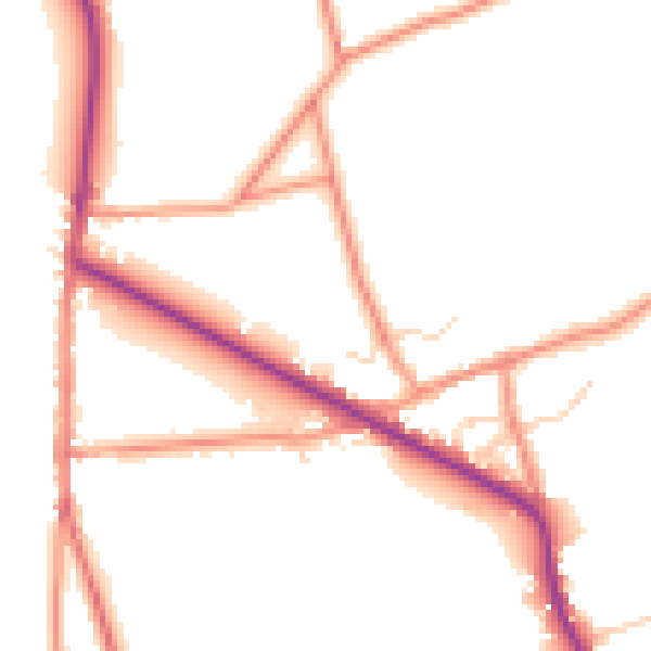 Daytime road noise heatmap for DE55 6NX
