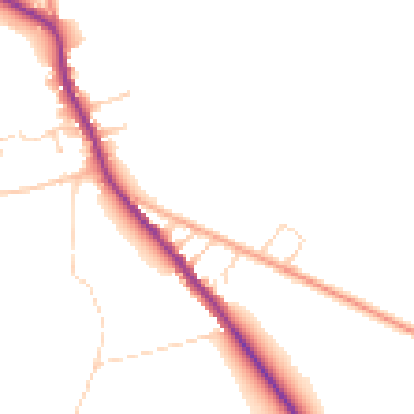 Daytime road noise heatmap for DE55 6PF