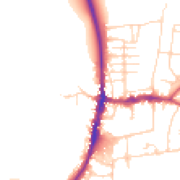 Daytime road noise heatmap for DE55 7AH