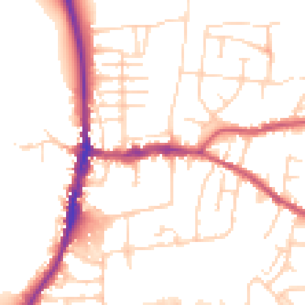 Daytime road noise heatmap for DE55 7BE