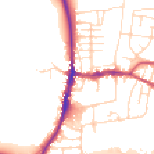 Daytime road noise heatmap for DE55 7BN