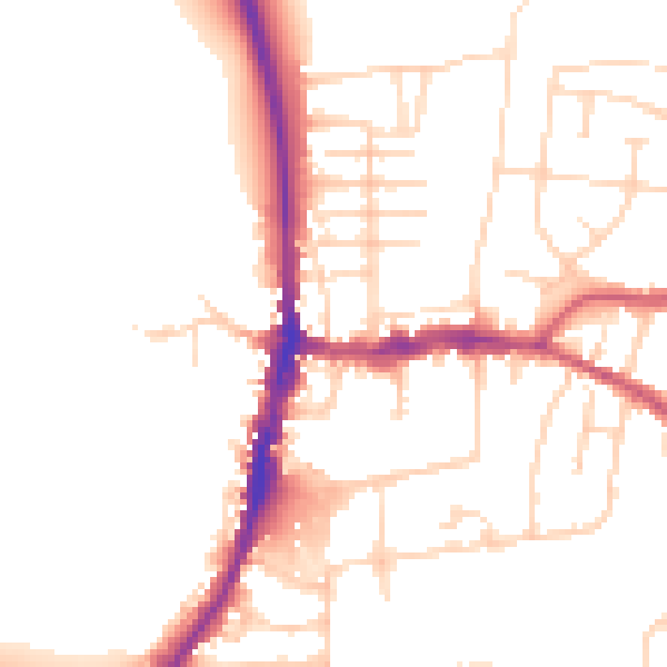 Daytime road noise heatmap for DE55 7DR