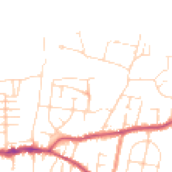 Daytime road noise heatmap for DE55 7EW