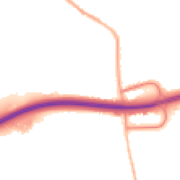 Night-time road noise heatmap for DE55 7FX