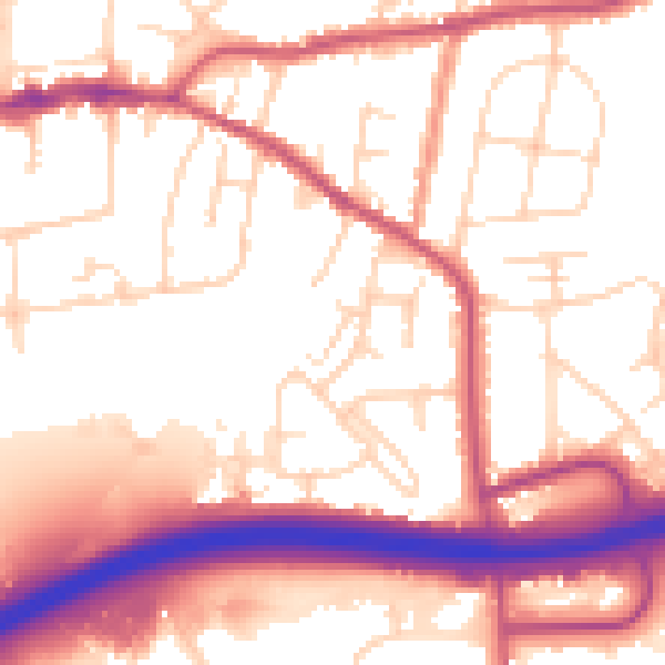 Daytime road noise heatmap for DE55 7GA