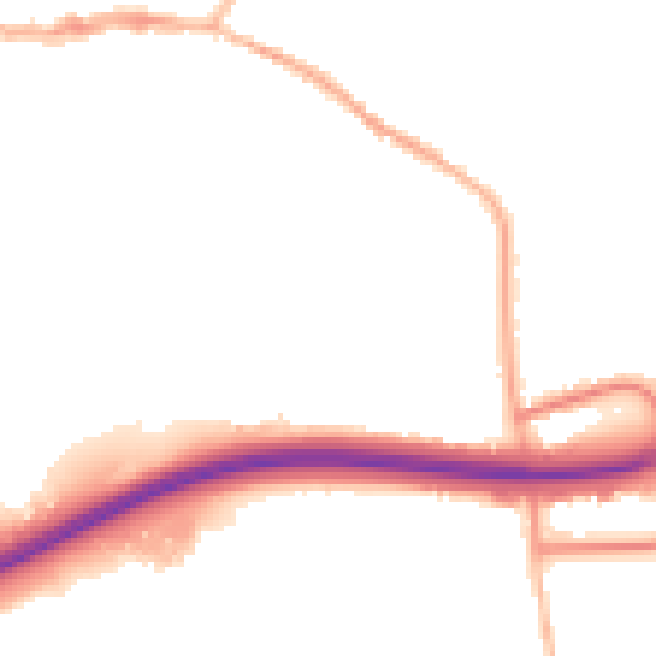 Night-time road noise heatmap for DE55 7GG