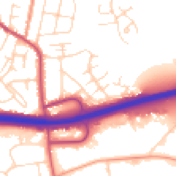 Daytime road noise heatmap for DE55 7HB