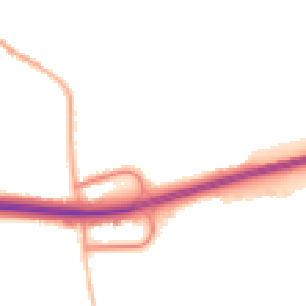Night-time road noise heatmap for DE55 7HB