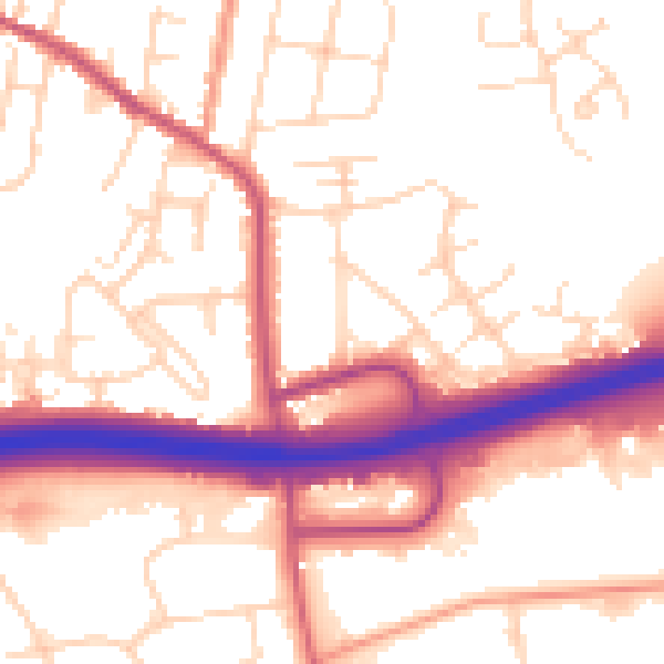 Daytime road noise heatmap for DE55 7HD