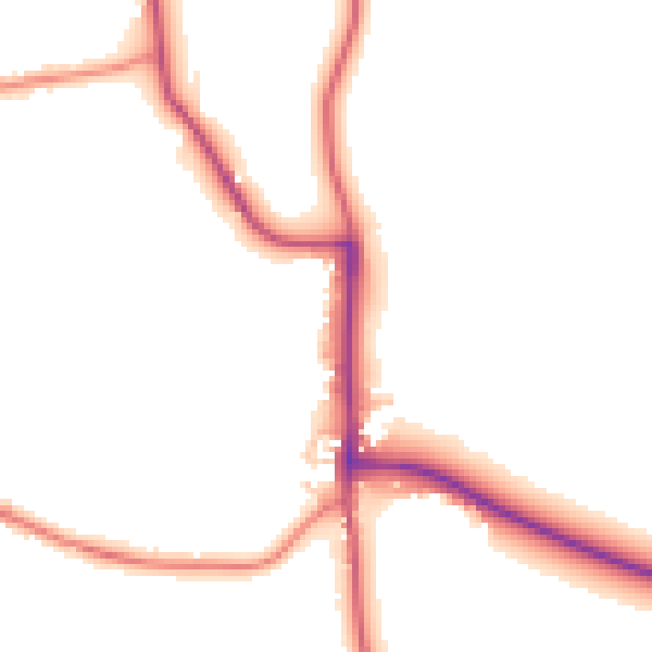 Daytime road noise heatmap for DE55 7LN
