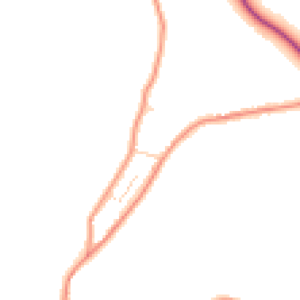 Daytime road noise heatmap for DE55 7NE