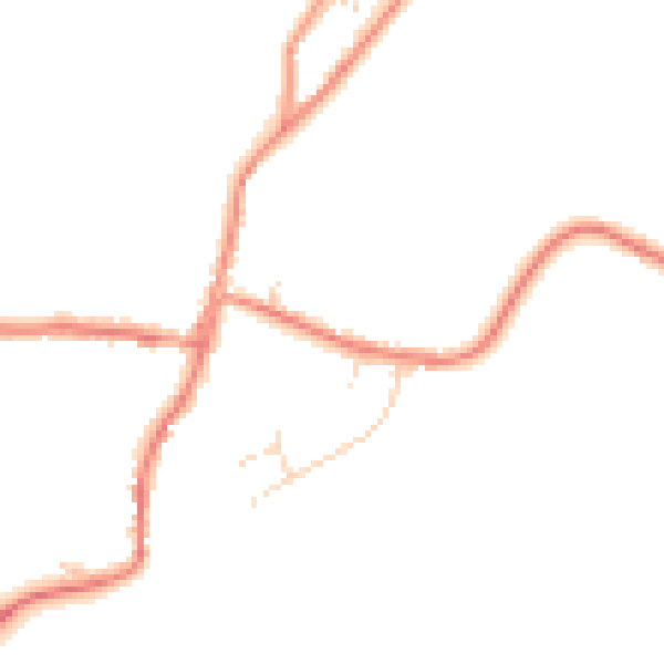 Daytime road noise heatmap for DE55 7NJ