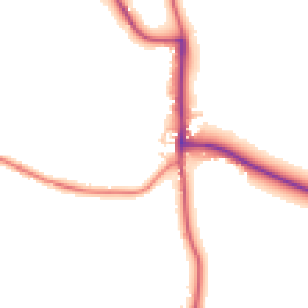 Daytime road noise heatmap for DE55 7NR