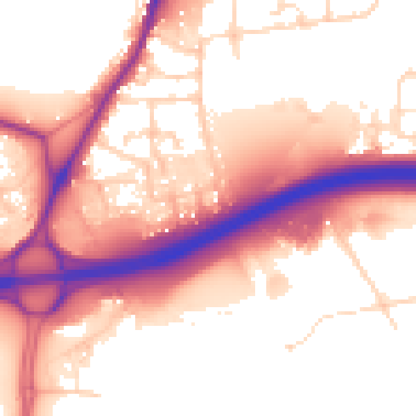 Daytime road noise heatmap for DE55 7PA