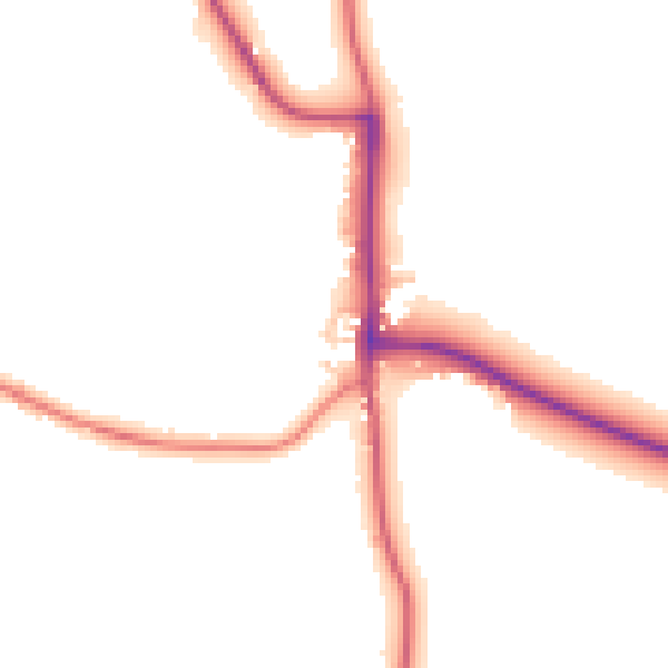 Daytime road noise heatmap for DE55 7PF