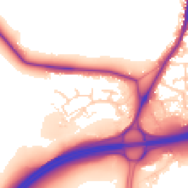 Daytime road noise heatmap for DE55 7PY