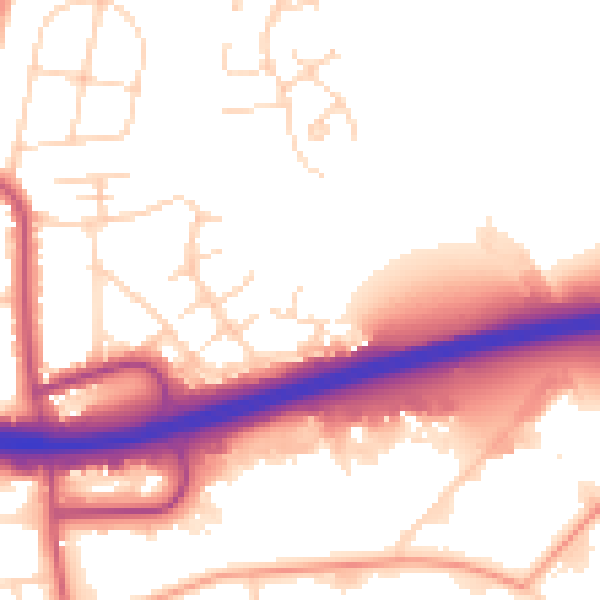 Daytime road noise heatmap for DE55 7QH