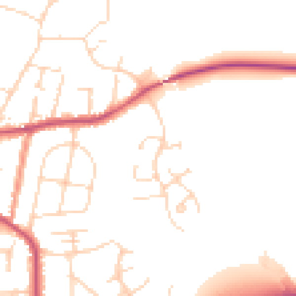 Daytime road noise heatmap for DE55 7QR