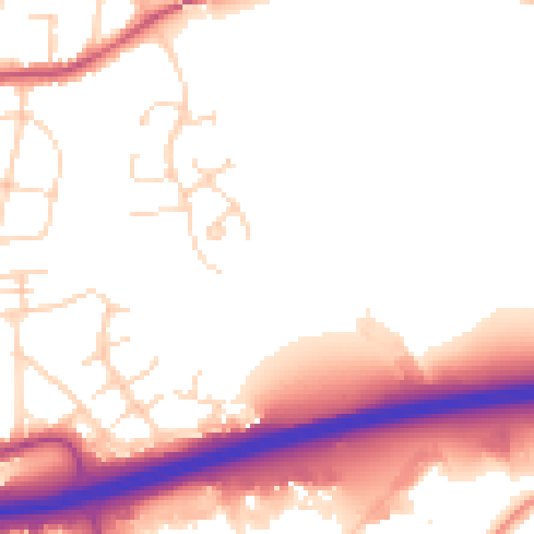 Daytime road noise heatmap for DE55 7SJ