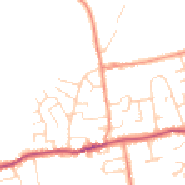 Daytime road noise heatmap for DE72 3AZ
