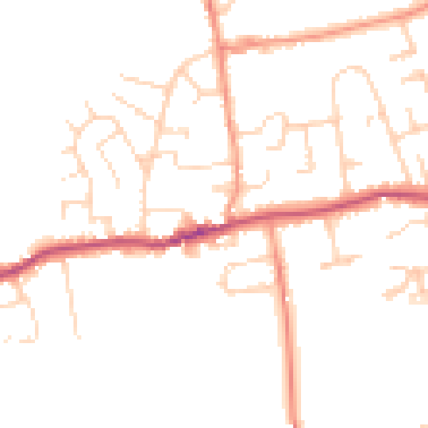 Daytime road noise heatmap for DE72 3DW