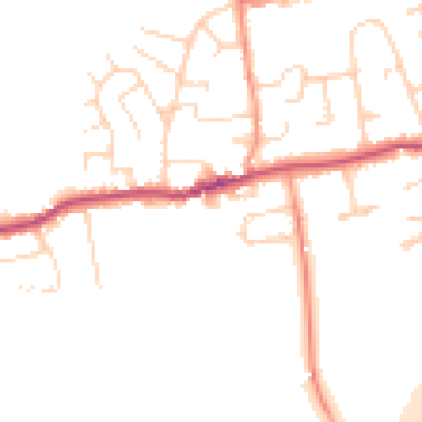 Daytime road noise heatmap for DE72 3DY