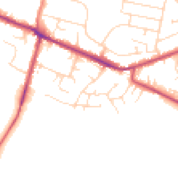 Daytime road noise heatmap for DE72 3FW