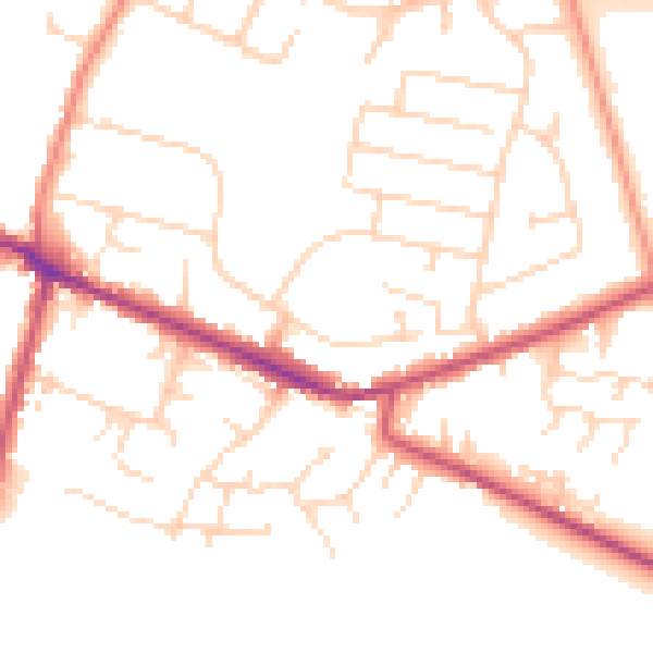 Daytime road noise heatmap for DE72 3FZ