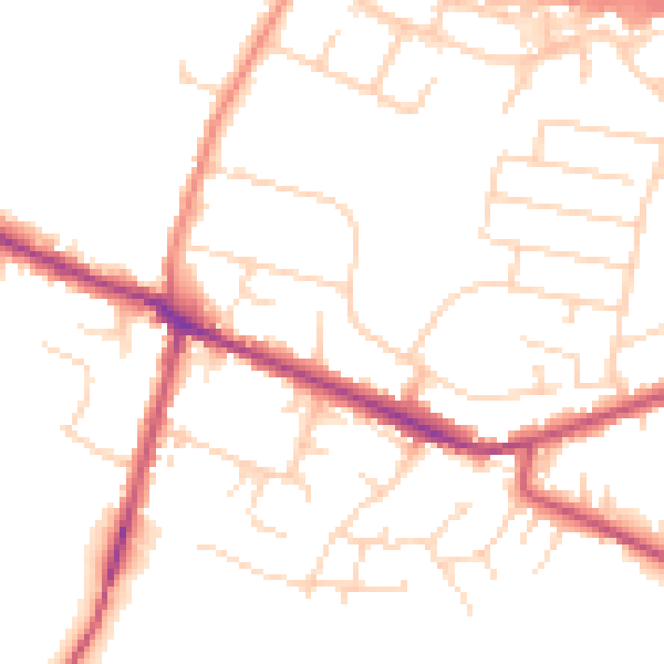 Daytime road noise heatmap for DE72 3GW