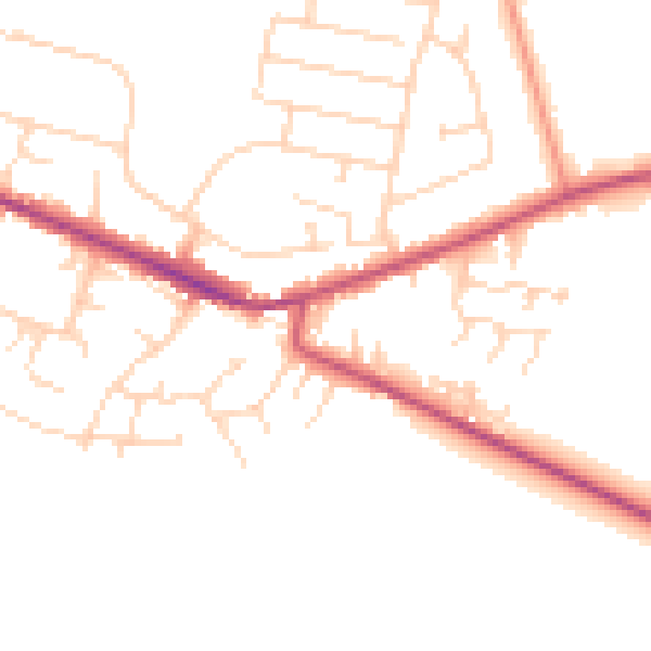 Daytime road noise heatmap for DE72 3GY
