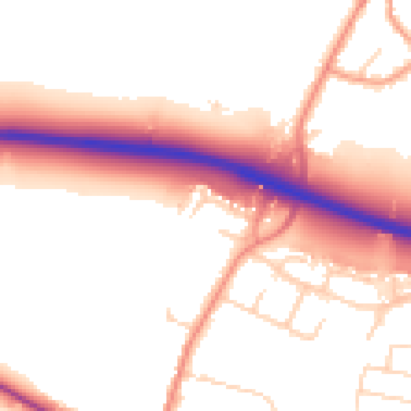 Daytime road noise heatmap for DE72 3HJ