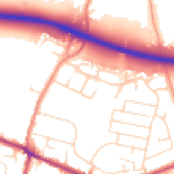 Daytime road noise heatmap for DE72 3HR