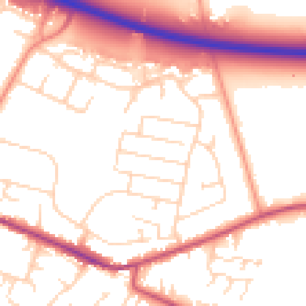 Daytime road noise heatmap for DE72 3JD