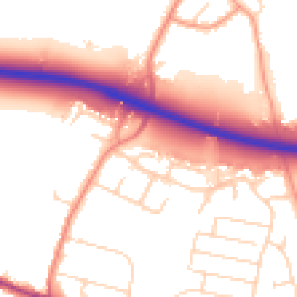 Daytime road noise heatmap for DE72 3JR