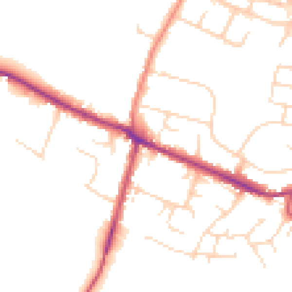 Daytime road noise heatmap for DE72 3JU