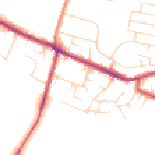 Daytime road noise heatmap for DE72 3JZ